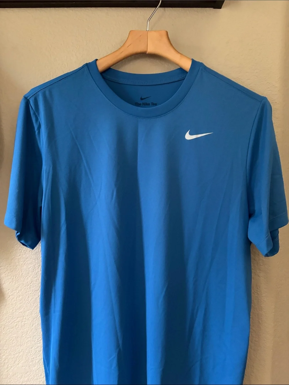 Nike Men's Bright Blue Dri-FIT Crew Tee with White Swoosh